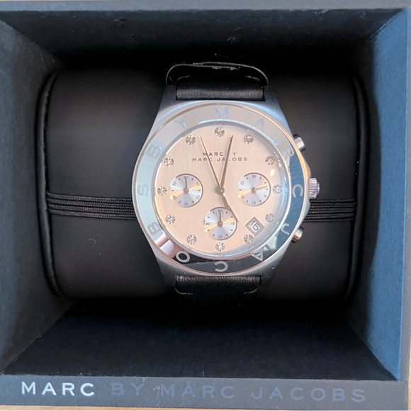 Marc by Marc Jacobs Watch with Black Leather Strap NWT - Picture 1 of 9